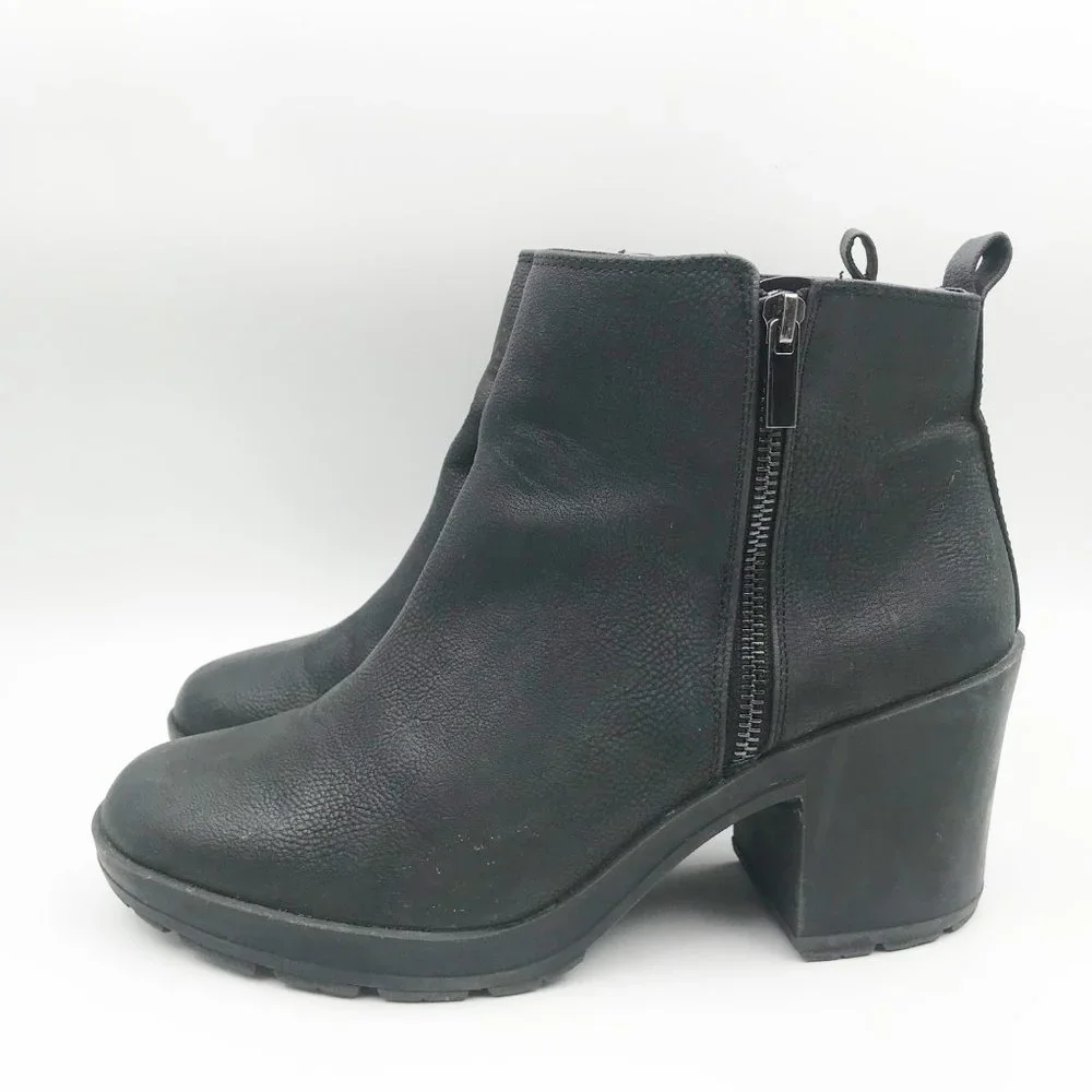 MIX NO. 6 Weinbaum Black Chunky Platform Block Heel Ankle Boots Womens 10